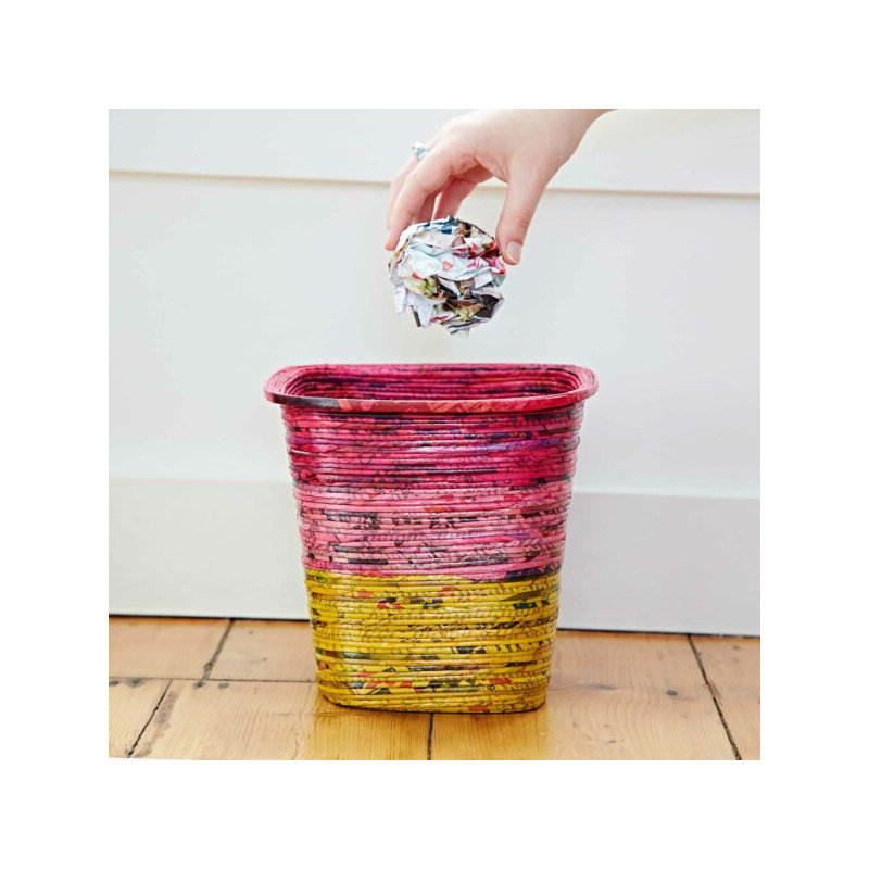 Paper High Decorative Basket, Red/Pink/Yellow
