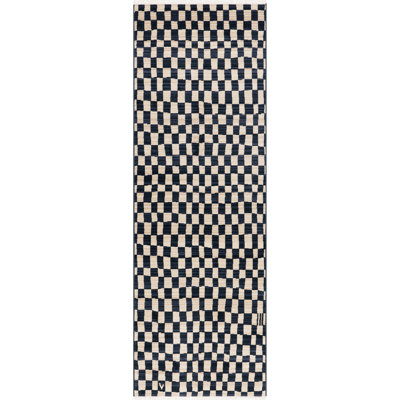 Dominique Abstract Checkered Fringe Area Rug