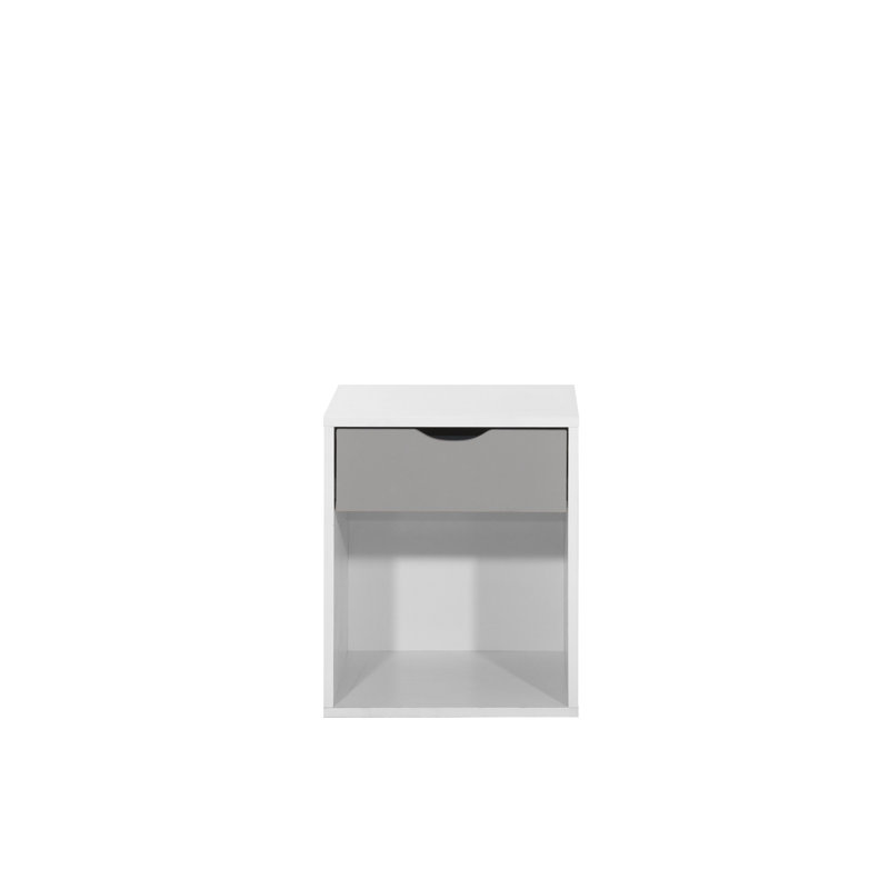 Wilkens 40cm W Manufactured Wood Bedside Table, White/Grey