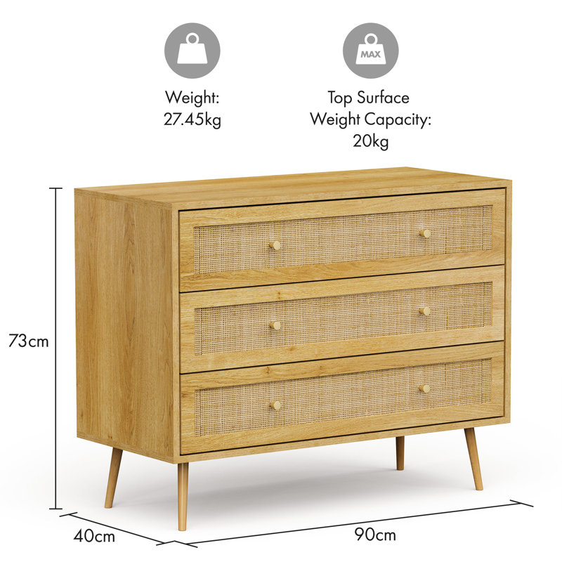 90cm W 3 - Drawer Chest of Drawers