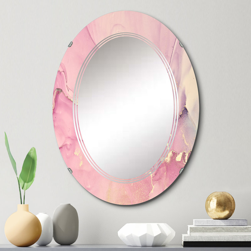 Miroir mural rose Modern Waves II, 30 po x 20 po