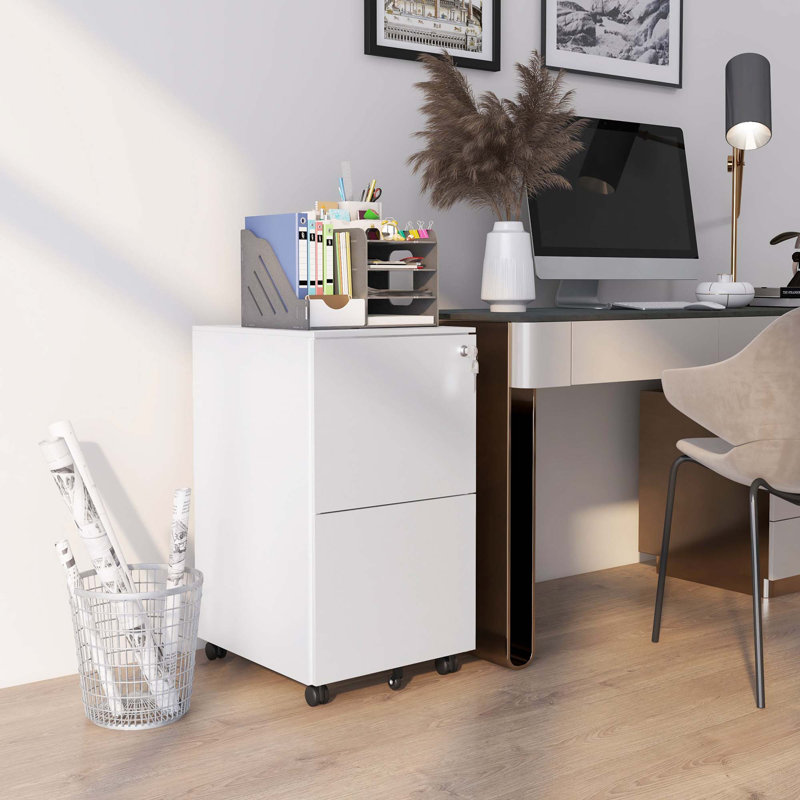 Aldrin 2 Drawer Filing Cabinet, White