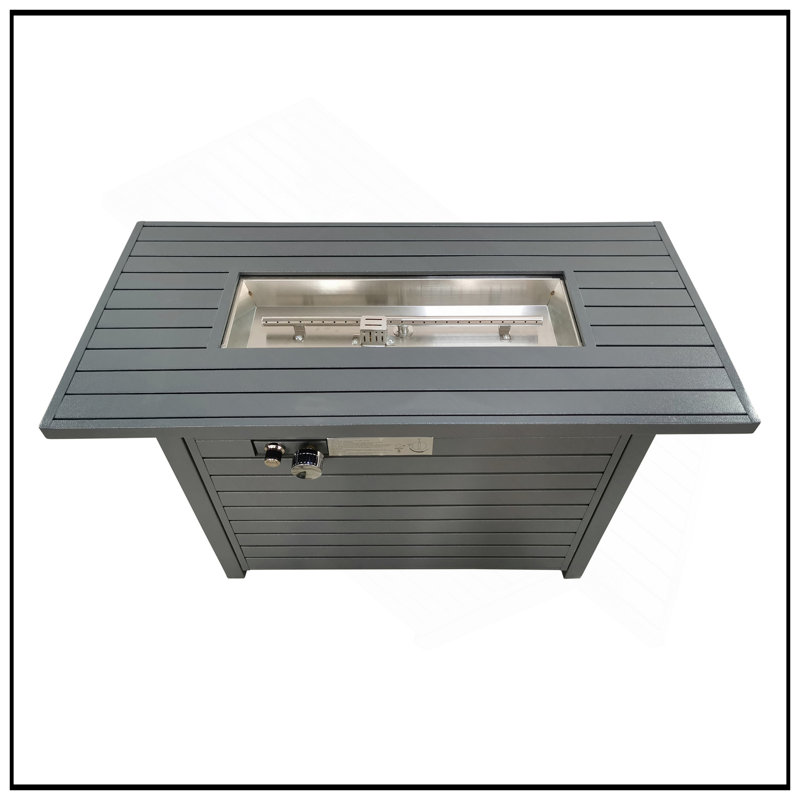 Table de foyer d'extérieur au propane en acier 25 po avec couvercle (gris)