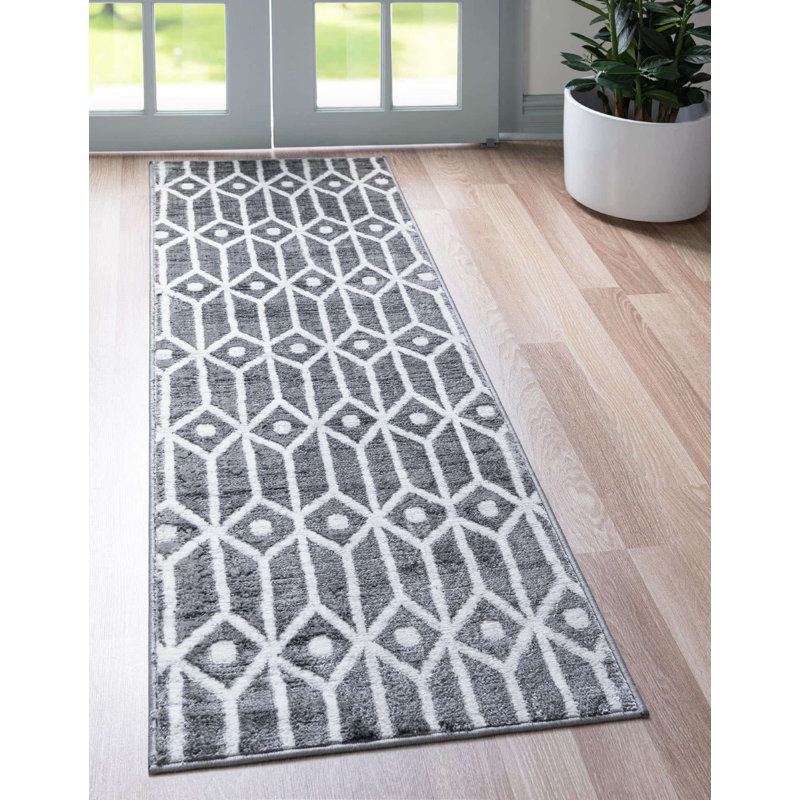 Tapis clidy contemporain couleur ardoise, Tapis de couloir 2 pi x 6 pi