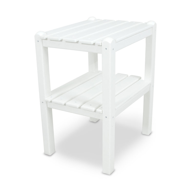 POLYWOOD Two Shelf Side Table, White