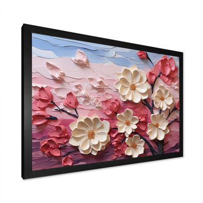 Orchidée rose et blanche, branches III - Art floral abstrait