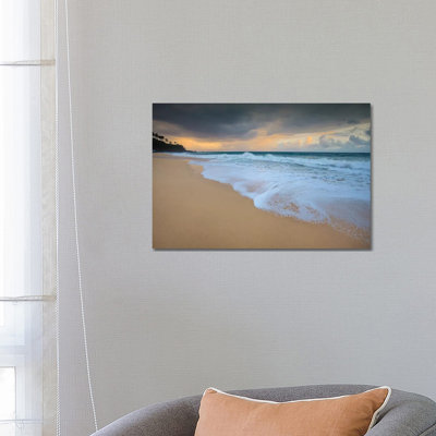 USA, Hawaii, Kauai. Cloudy Morning At Secret Beach. by Jaynes Gallery - Wrapped Canvas Print