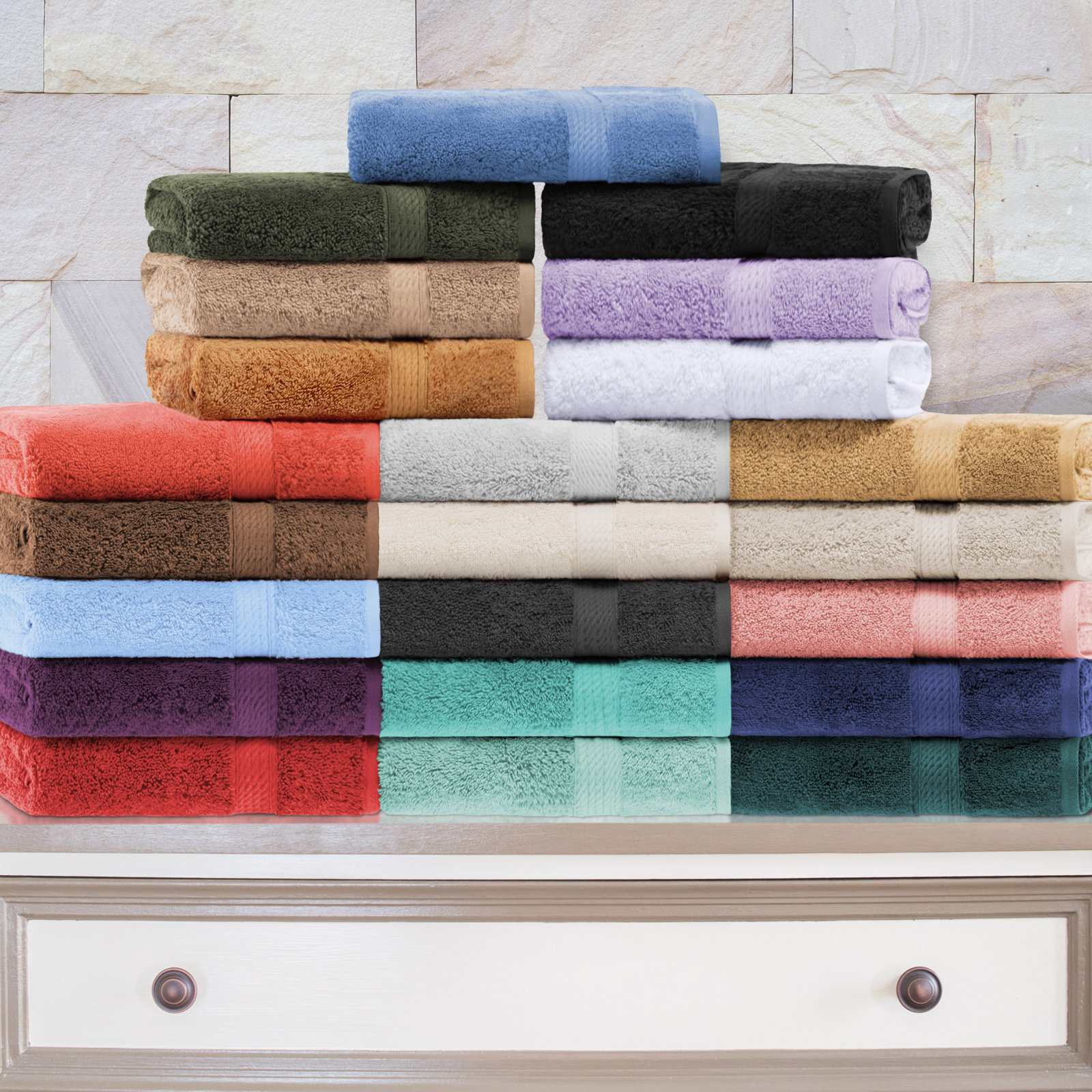 2-Piece Egyptian Cotton Bath Towel Set, Black