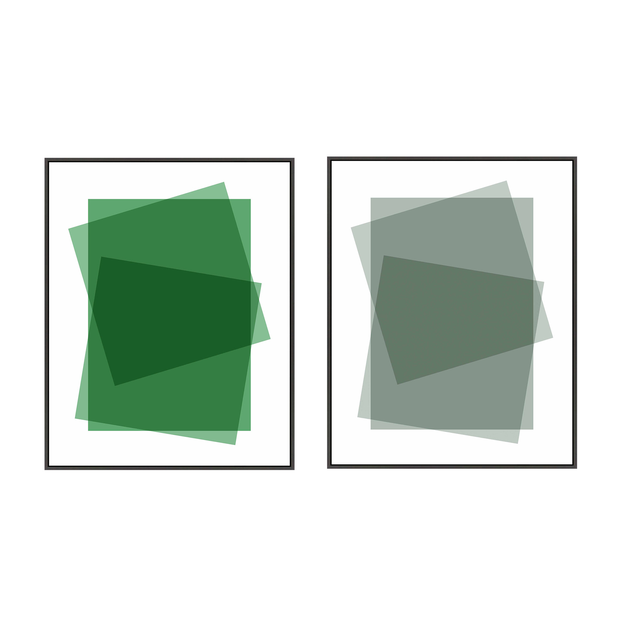 Green & Sage Kaml by Jacques Pilon, 50" H x 40" W, Black Framed Canvas