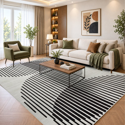 Abstract Machine Printed Shag Area Rug