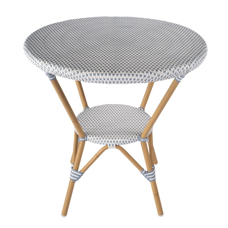Table bistro ronde en aluminium Ellie, Bleu / blanc