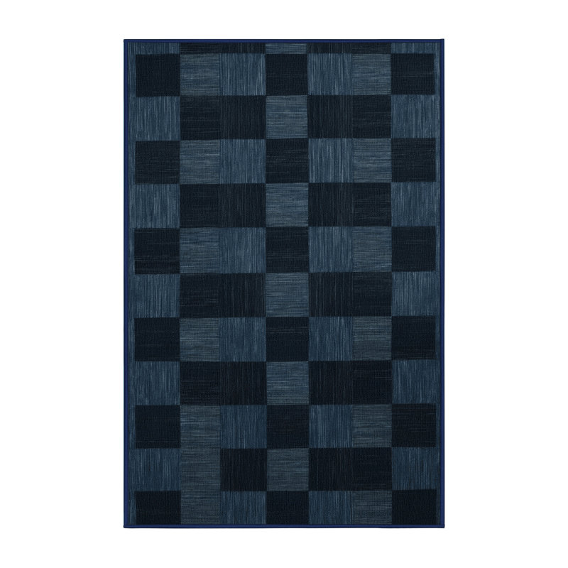 Tapis gris à carreaux lavable à la machine, Rectangulaire 7 pi x 10 pi