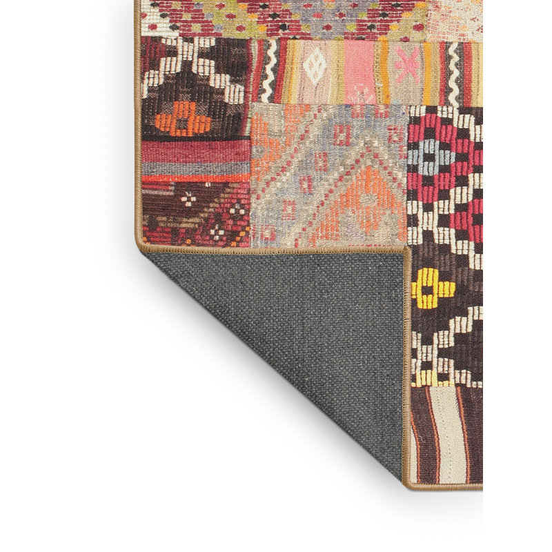 Tapis contemporain rouge / orange, Rectangle 5 pi x 7 pi