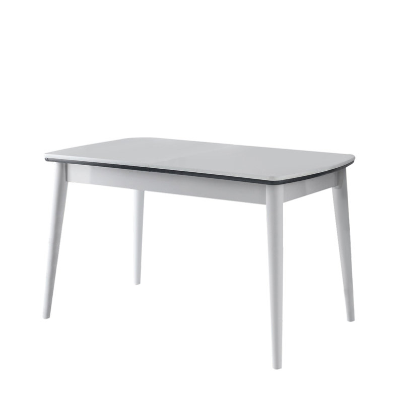 Extendable Dining Table, Modern White Design, 51.2 x 31.5 x 29.5 inches (Extended Width: 63.0 inches) | 100% MDF with Plastic Legs, 77.2 lbs Bearing Capacity | Perfect for Family Gatherings & Contemporary Dining Rooms
