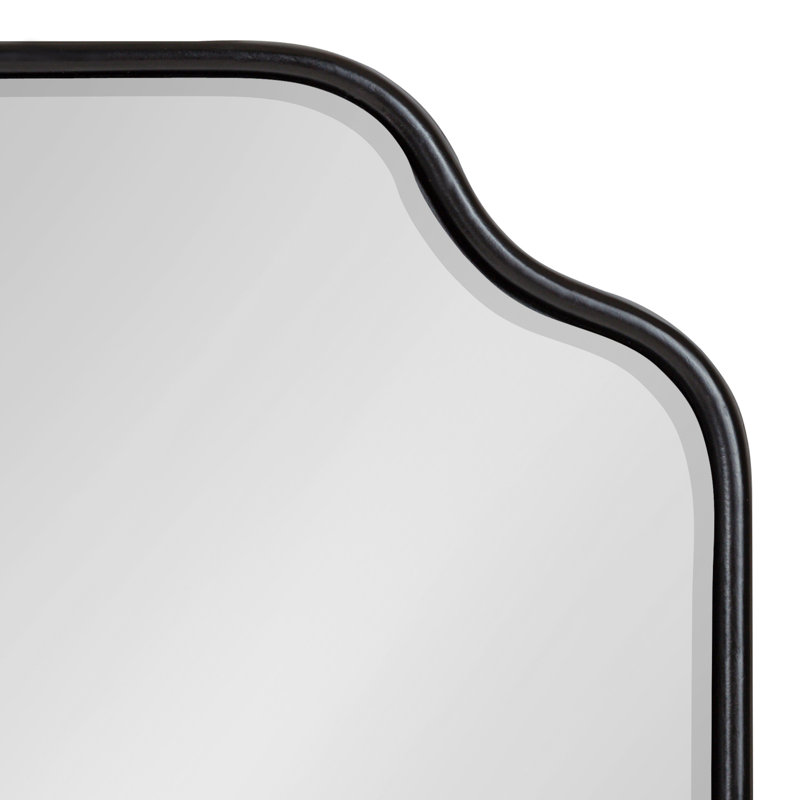 Aransa Scalloped Rectangle Wall Mirror, Black, 24" x 18"