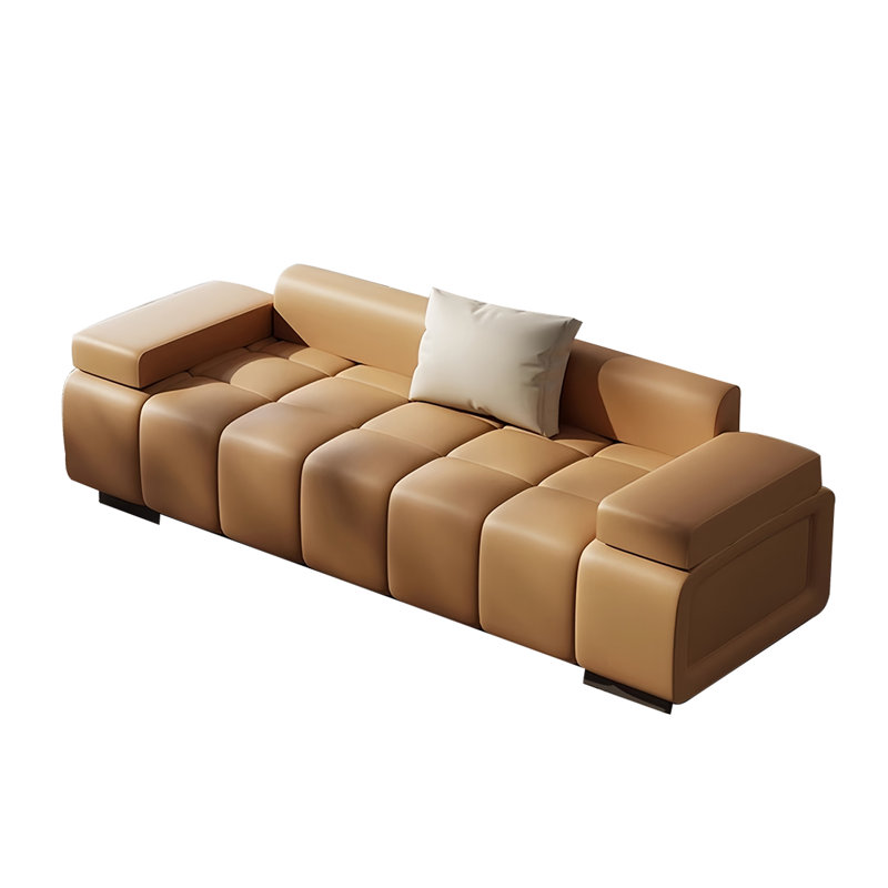 Banc rembourré en cuir, Orange, H 23,62 po x l 70,86 po x P 19,68 po