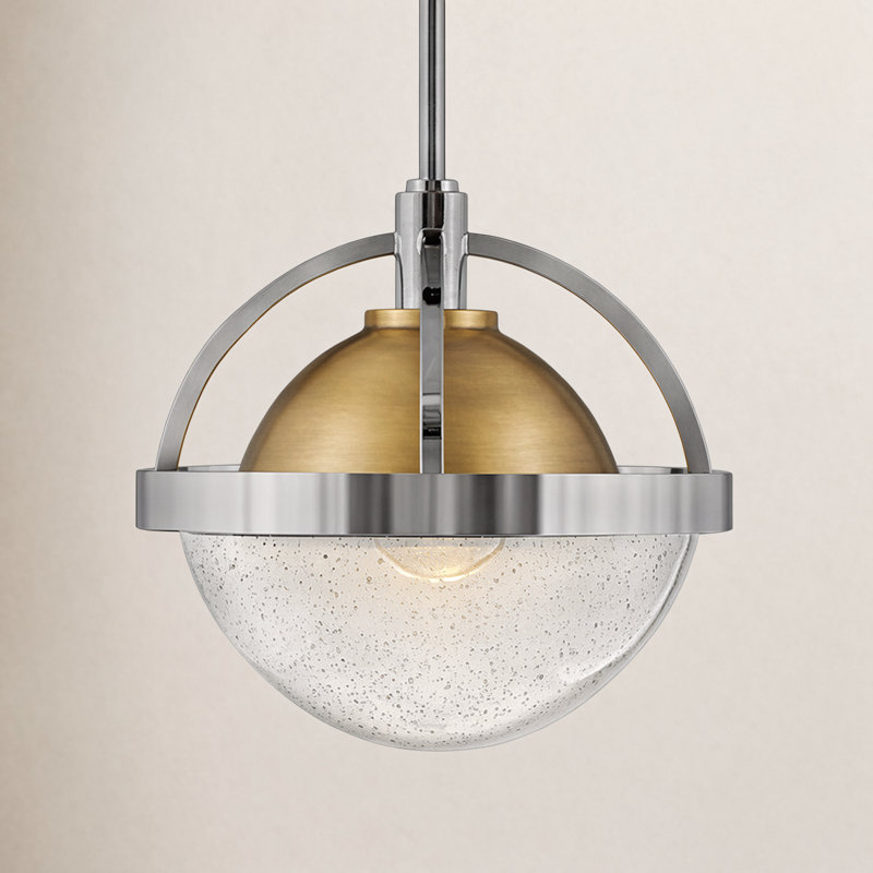 Kathryn 1 - Light Single Pendant, Polished Nickel, Heritage Brass
