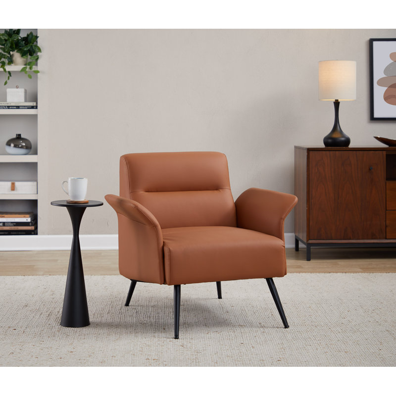 Fauteuil d'appoint Petal, Similicuir brun clair