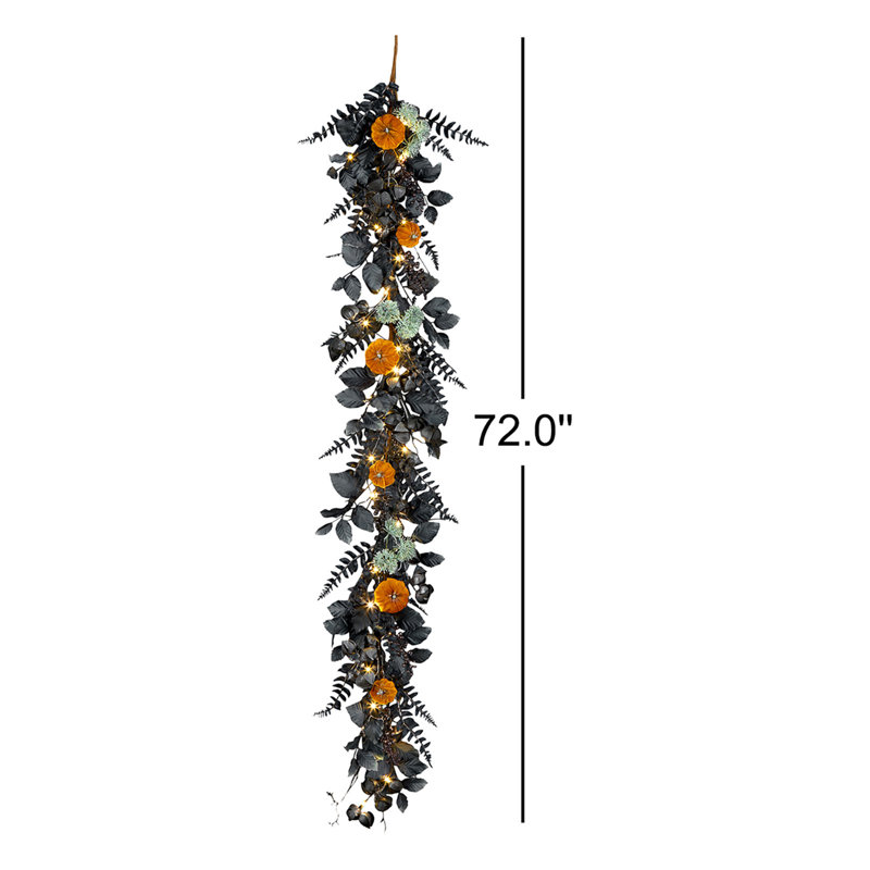 Guirlande de citrouille d'Halloween 6 pi avec lumières DEL The Holiday Aisle®