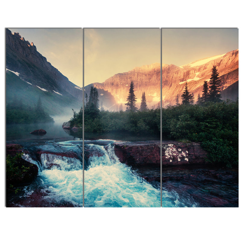 Glacier National Park Landscape Canvas Print in 3 Panels