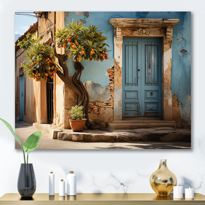 Cuban Blue Door - Architecture Canvas Wall Art