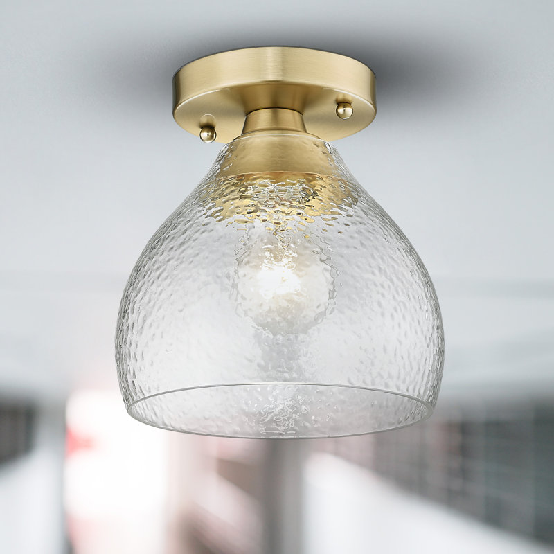 Plafonnier semi-encastré en verre Adryann, Bronze champagne brossé