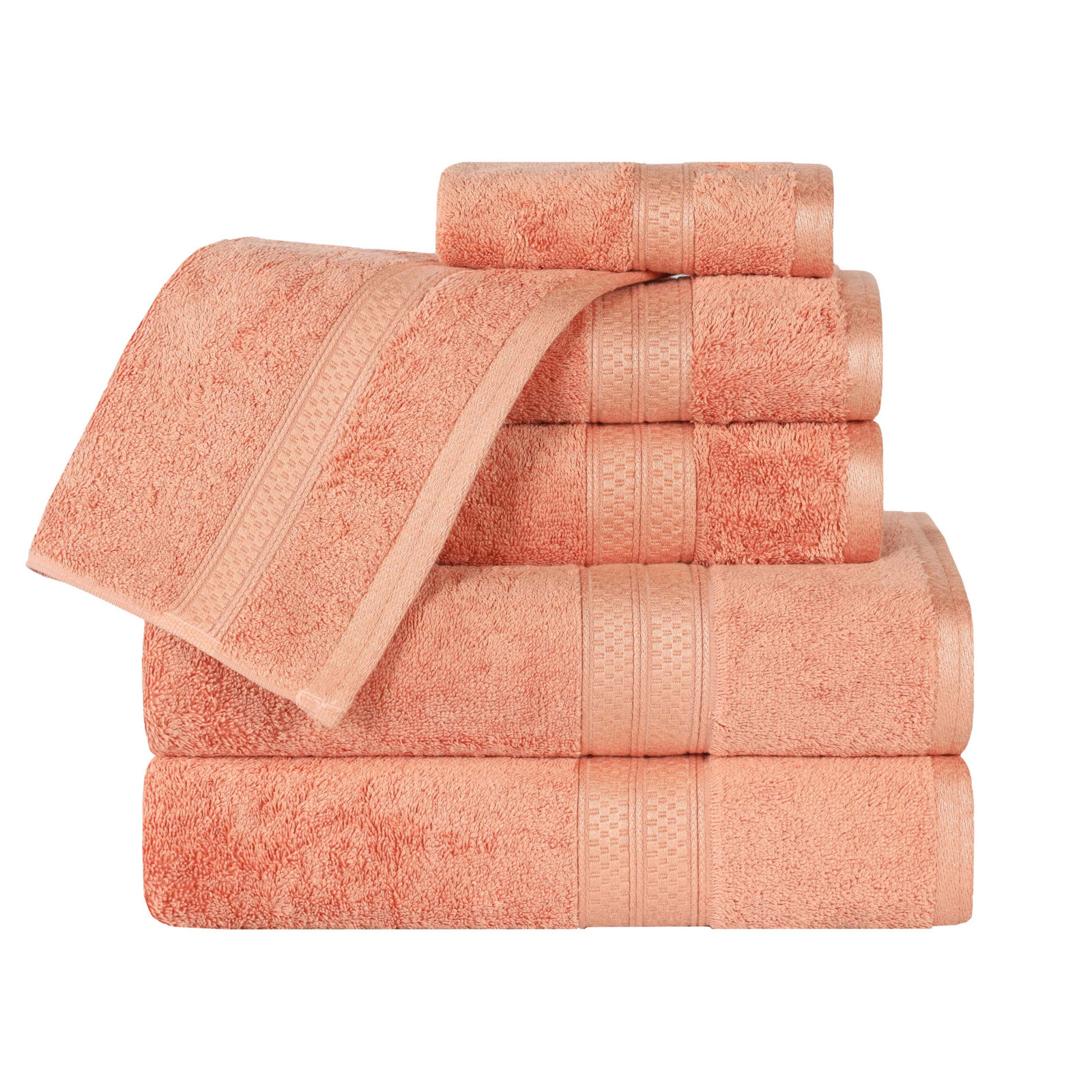 Nolhan Rayon from Bamboo Cotton Blend 6 Piece Towel Set, Salmon