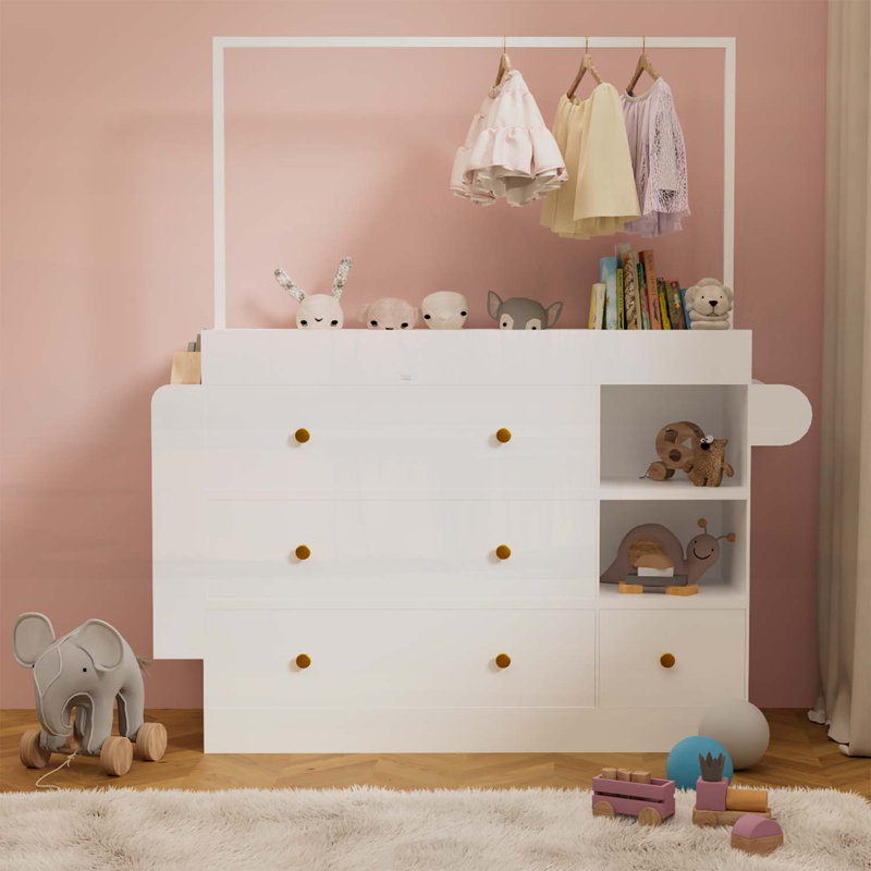 Armoire de rangement moderne avec 3 tiroirs profonds, coiffeuse pour bébé