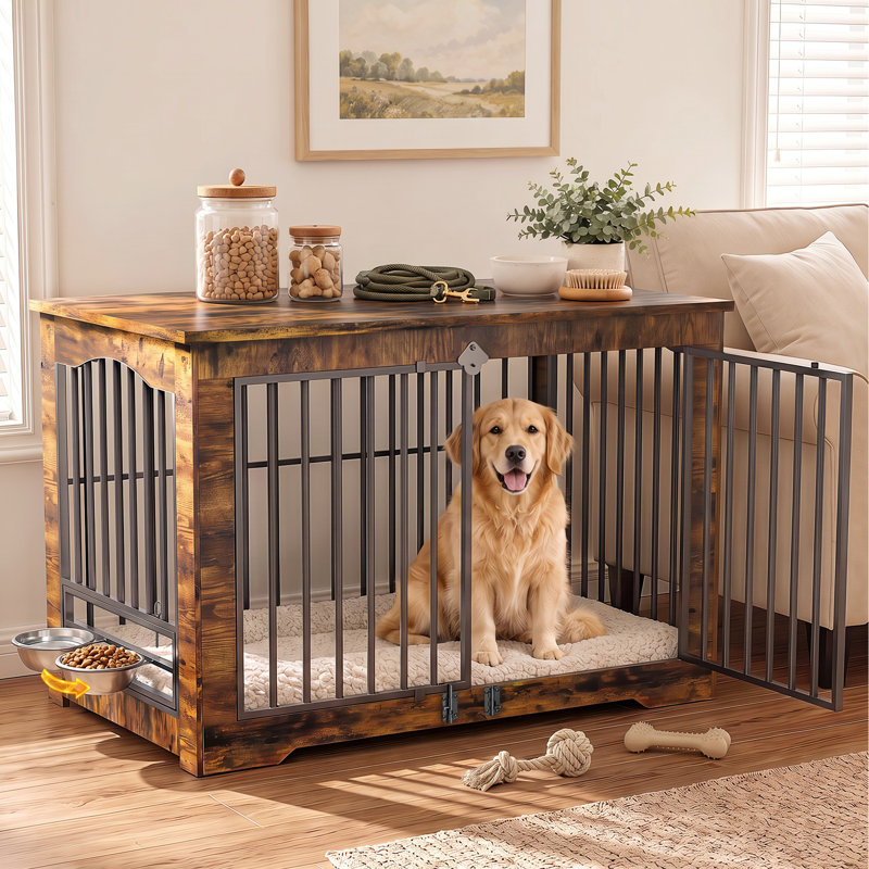 Meuble pour chien, Moyen (H 25,6 po x l 38 po x P 23,6 po), Rustic Wood