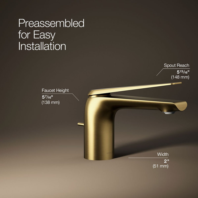 Avid Single-Handle Bathroom Sink Faucet, Vibrant Brushed Moderne Brass