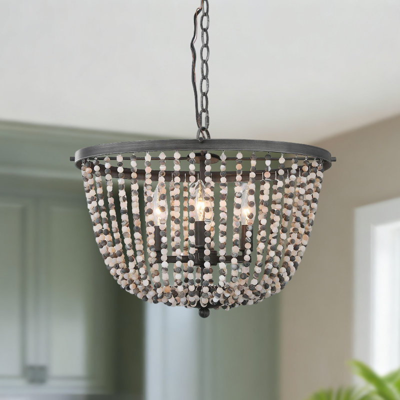Luminaire suspendu en bois 4 lumières l 18,9 po Dianthus