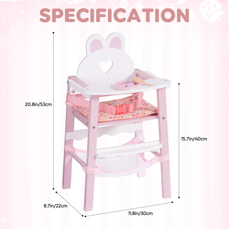Wooden Baby Doll High Chair