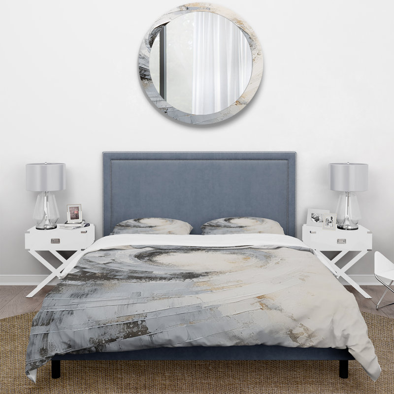 Ensemble de housse de couette blanc et gris Majestic Motion - Abstract Spirals