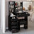 37-Inch Vanity Table Set With Sliding LED Mirror, AC/USB Sockets, Hair Dryer Stand, And Cushioned Stool-1451705573