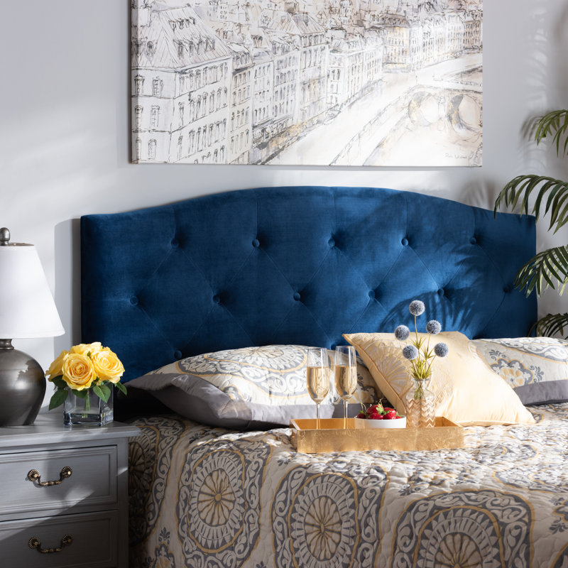 Tête de lit en velours Sirene, Grand, Bleu