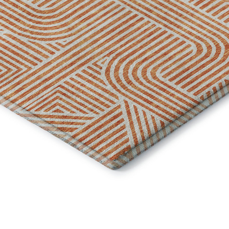 Tapis orange Prisco lavable à la machine de qualité supérieure, Rectangle 9 pi x 12 pi