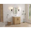 Meuble-lavabo simple 30 po en chêne clair Sandi avec comptoir en quartz blanc