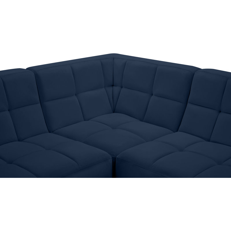 Canapé modulaire en velours Hildick, Velours marine