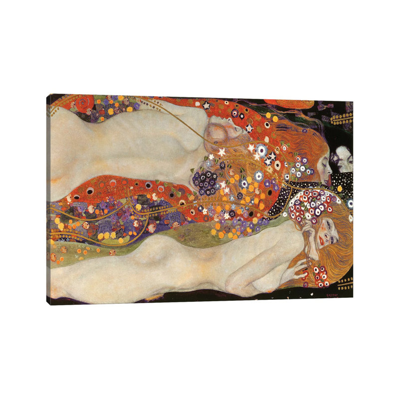 Water Serpents II, 1904-07 by Gustav Klimt - Floater Frame Painting on Canvas, 66.04 cm H x 45.72 cm W x 1.91 cm D, No Frame