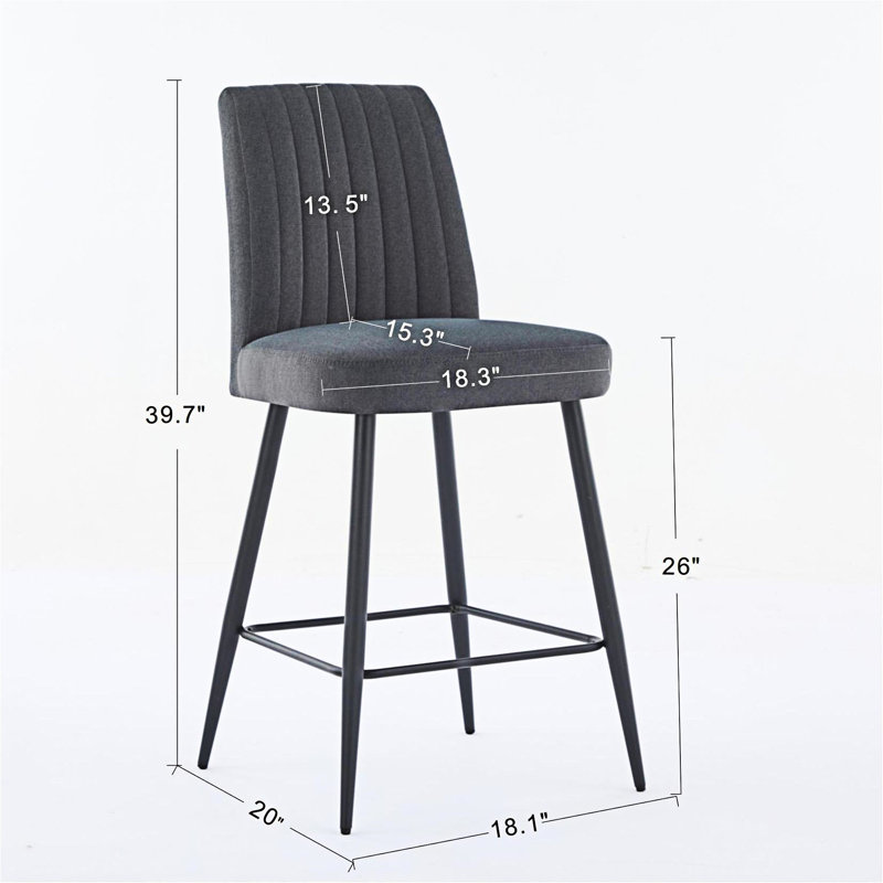 Ensemble de 2 chaises d'appoint rembourrées, Gris foncé