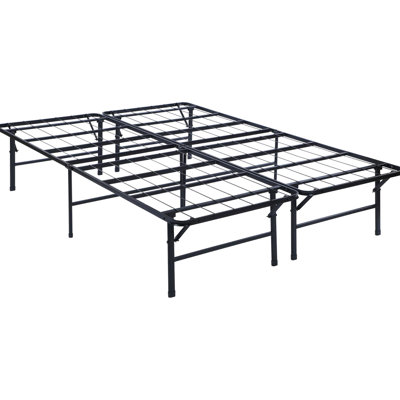 Contemporary Queen Bed Mattress Stand Structure Frame, Steel, Black Finish, Foldable, 750lb Capacity Support, Heavy-duty Steel Construction, Folding For Space Saving