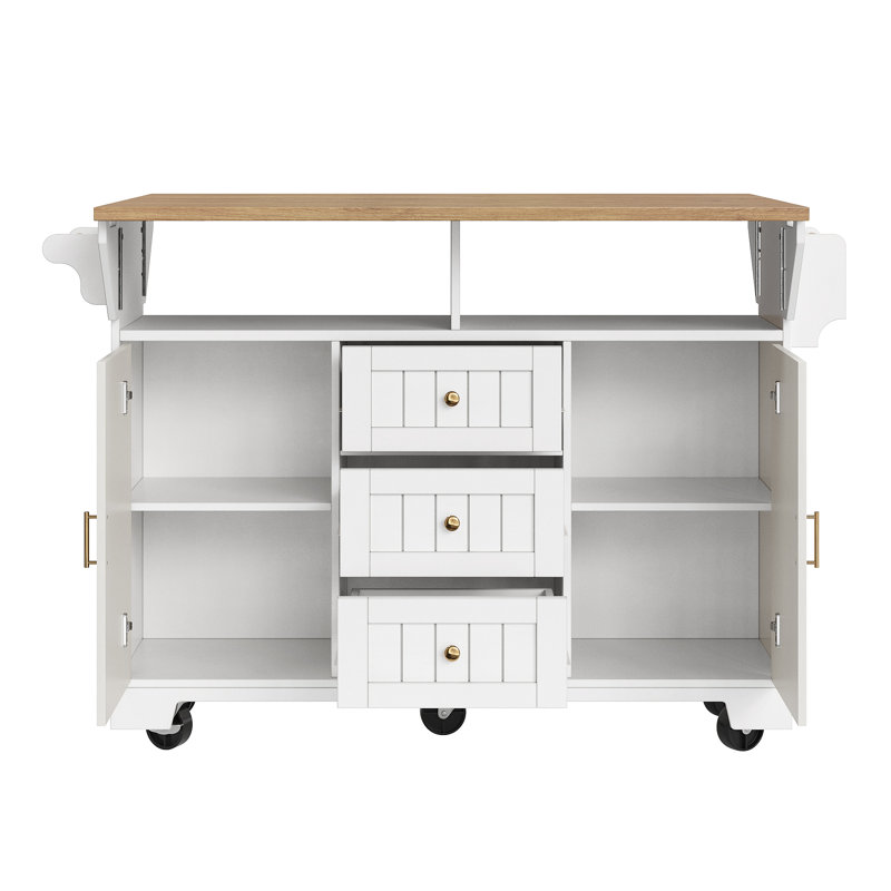 Wood Kitchen Island, White