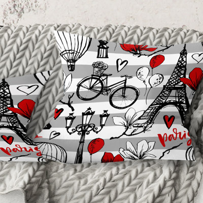 Paris Eiffel Hearts I Pillow