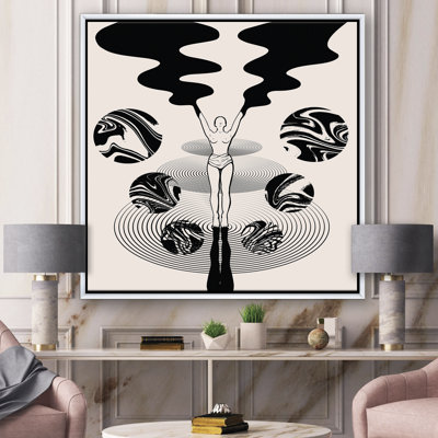 Empowered Cosmic Women Geometric Goddess Series noir et blanc V - impression sur toile