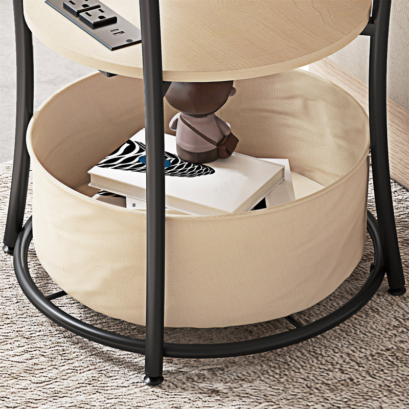 Table basse ronde avec station de charge
