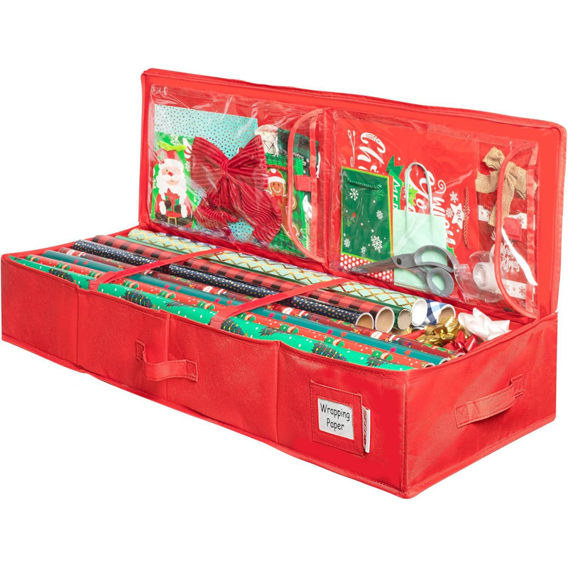 Wrapping Paper Storage Container. Fits Up To 27 Rolls 1.37" Diam., Red