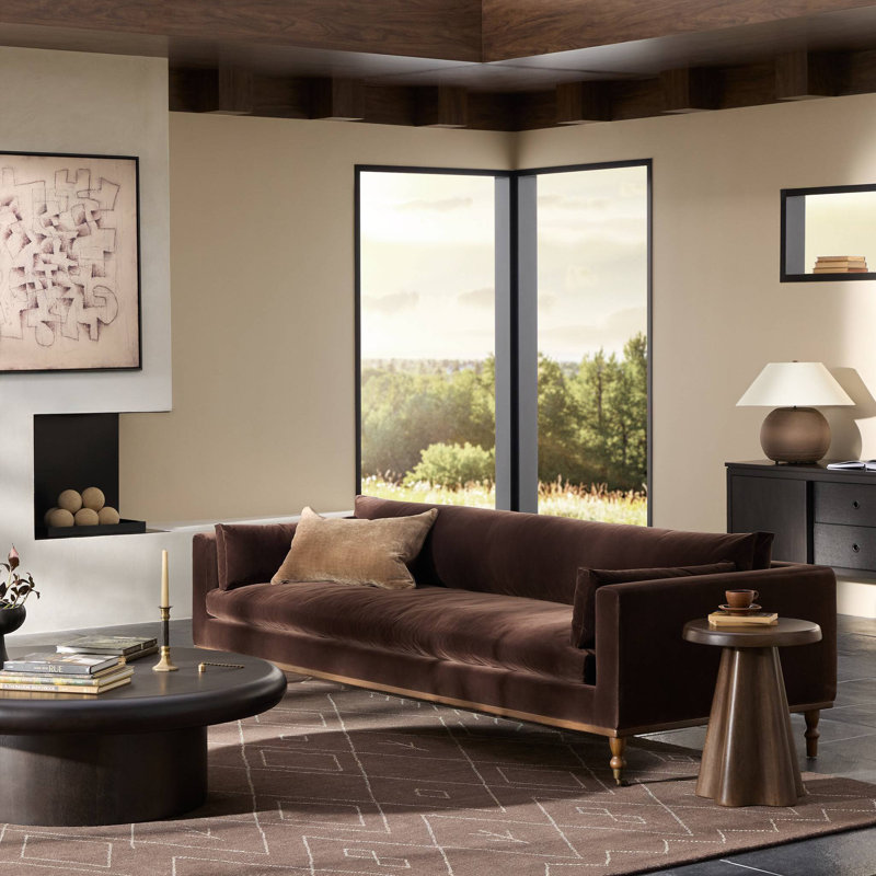 Harlin Sofa-96"-Surrey Cocoa, Surrey Cocoa Performance Velvet