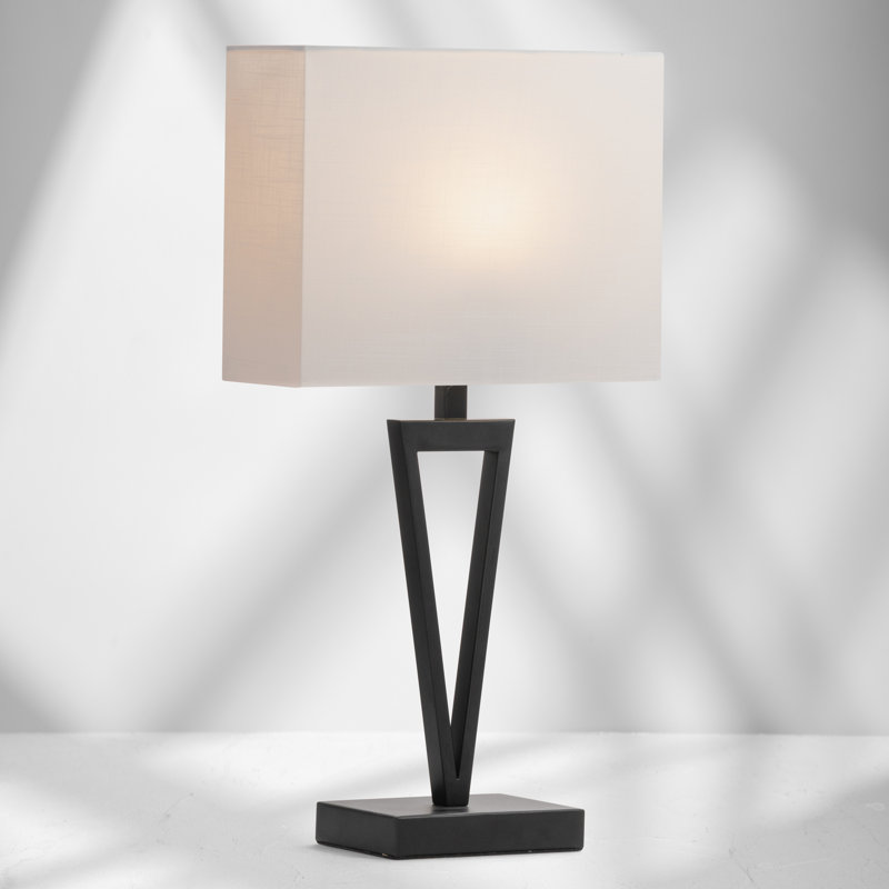 Airianna TABLE LAMP CW LINEN SHADE, Ivory/White, Black
