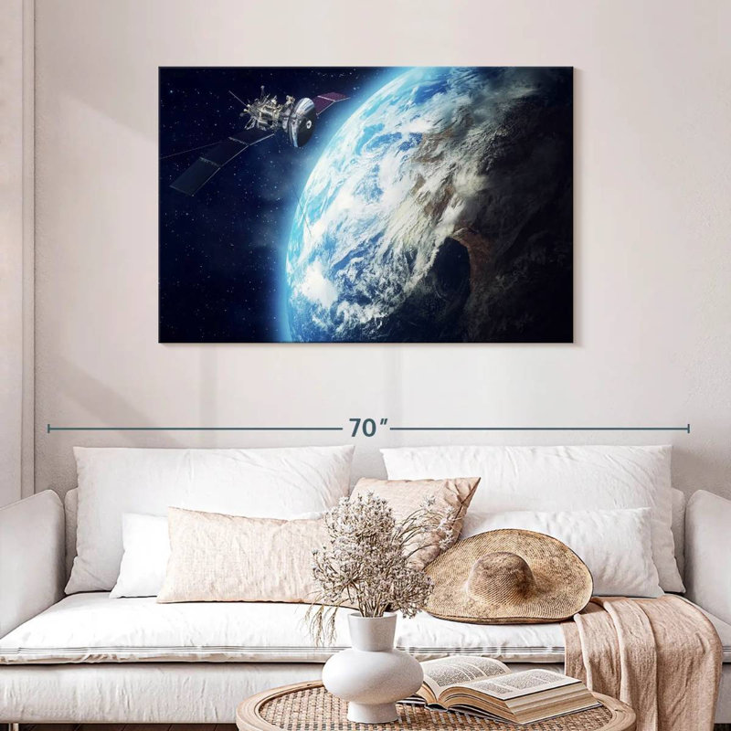 Satellite Revolving Earth, 30" H x 45" W