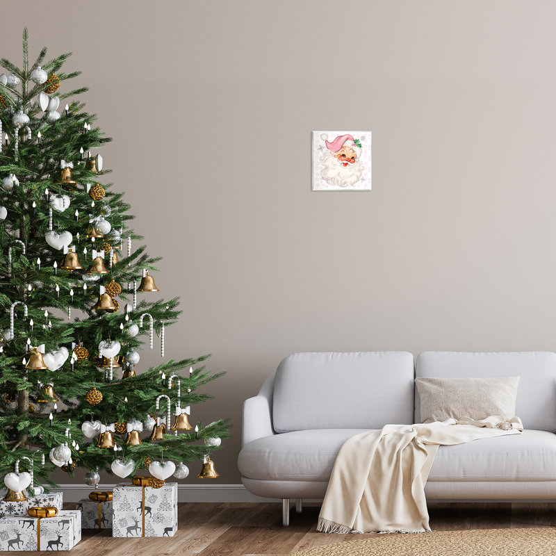 Plaque murale pastel rétro Jolly Santa, design par Mollie B.